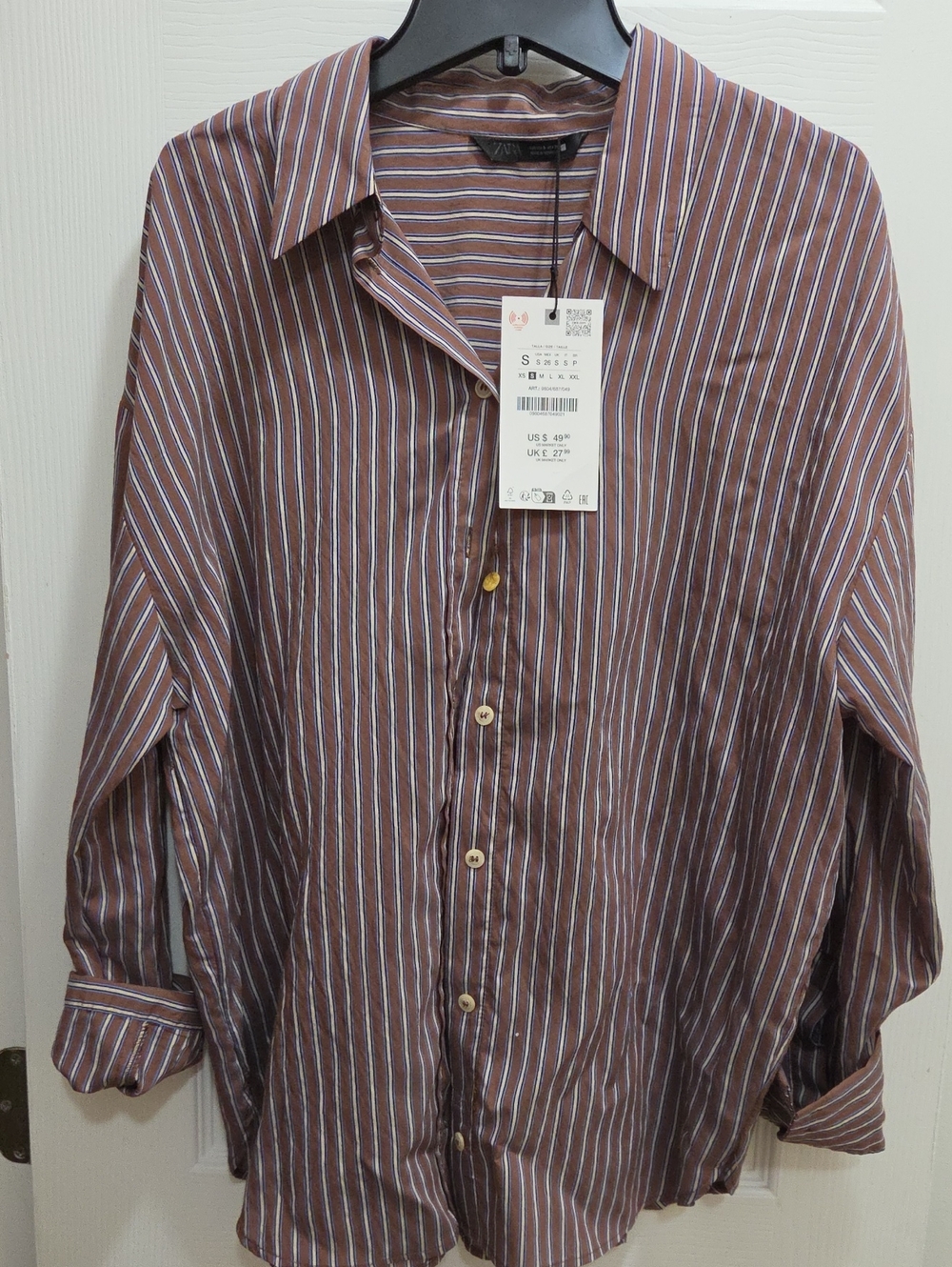 Zara Brown Striped Button-Down Shirt